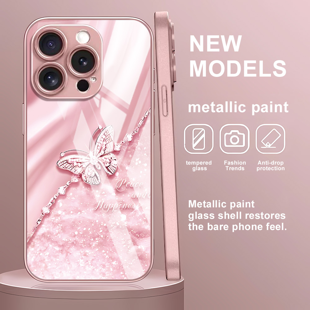 Pink Butterfly Tempered Glass  - Screen Protector Film recension och pris